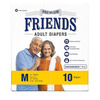Friends Premium Adult Diaper Tape Style Flexible Waist Band 10 Count- (M) Waist 27.56- 49.21 Inch