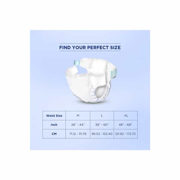Friends Premium Adult Diaper Tape Style Flexible Waist Band 10 Count- (L) Waist 38-60 Inch