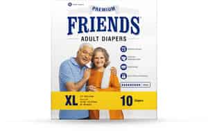Friends Premium Adult Diaper Tape Style Flexible Waist Band 10 Count- (xl) Waist 29.53- 62.99 Inch