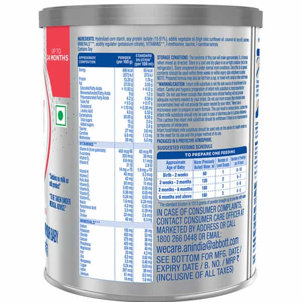 Similac Isomil Soy Infant Formula - Lactose Free (Upto 24 Months) - 400Gm Tin