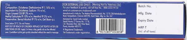 Combiflam Icyhot Fast Pain Relief Gel - 15 Gms Tube