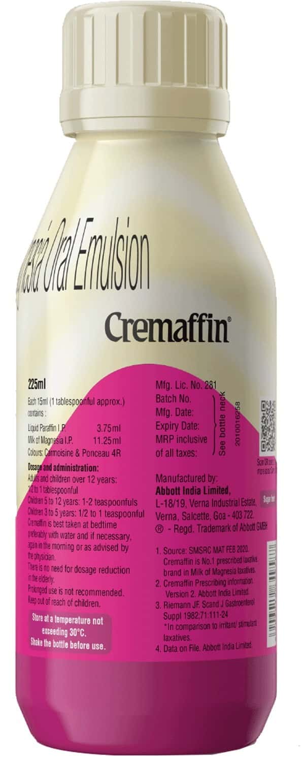 Buy CREMAFFIN CONSTIPATION RELIEF LIQUID MIXED FRUIT 225ML Online