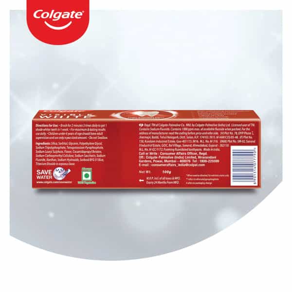 Colgate Visible White Sparking Mint Whitening Toothpaste Tube Of 100 G
