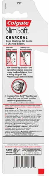 Colgate Toothbrush - Slim Soft Charcoal - 1 Pc - Soft Bristles
