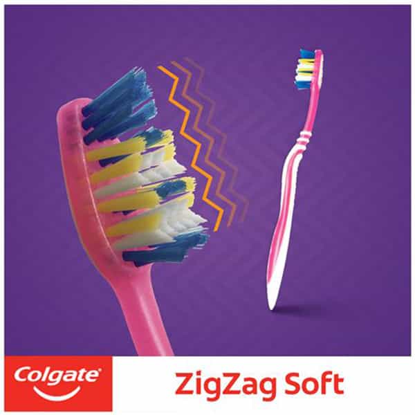 Colgate Zigzag Antibacterial Toothbrush - Medium (Pack Of 3)