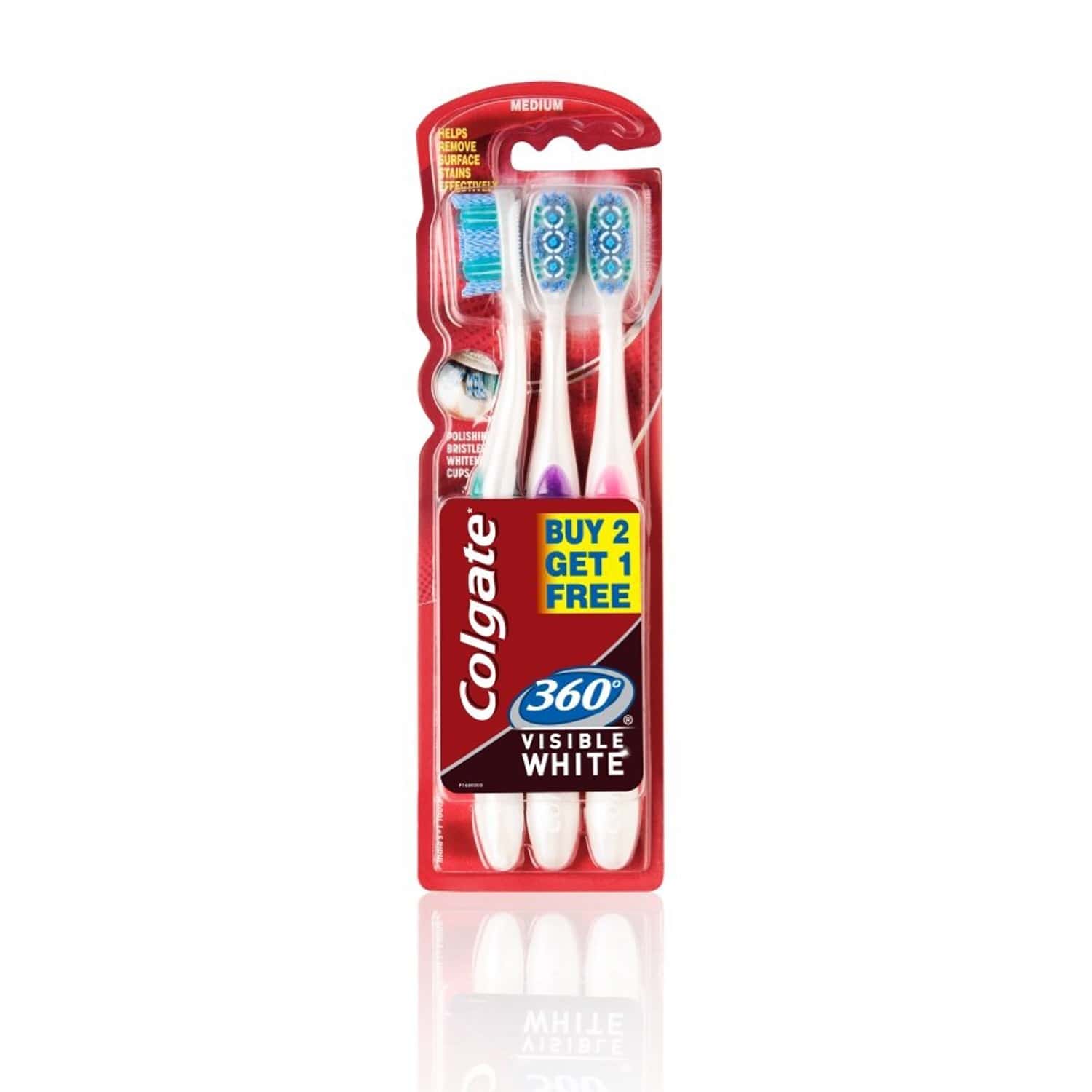 Buy Colgate Toothbrush 360 Visible Whitening Cups 1 Pc Medium Polishing Bristles Online at