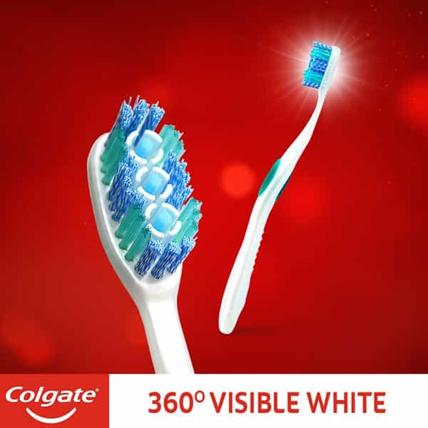 Colgate Toothbrush - 360 Visible Whitening Cups - 1 Pc- Medium Polishing Bristles