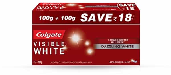 Colgate Visible White Sparking Mint Whitening Toothpaste Tube Of 200 G Saver Pack