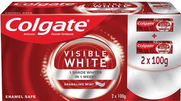 Colgate Visible White Sparking Mint Whitening Toothpaste Tube Of 200 G Saver Pack
