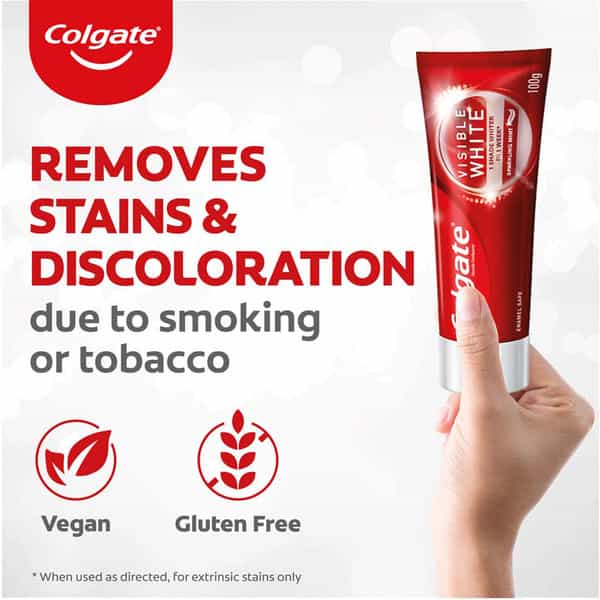 Colgate Visible White Sparking Mint Whitening Toothpaste Tube Of 200 G Saver Pack
