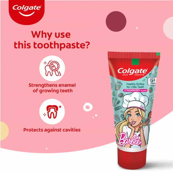 Colgate Kids Toothpaste Barbie - Strawberry Flavor - 80Gm