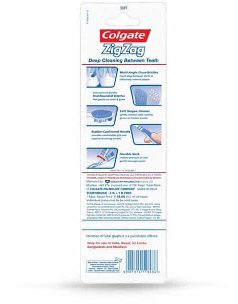 Colgate Zigzag Antibacterial Toothbrush - Soft (Pack Of 3)
