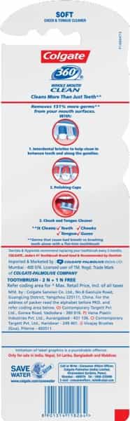 Colgate Toothbrush - 360 Whole Mouth Clean - Saver Pack Buy 2 Get 1 Free