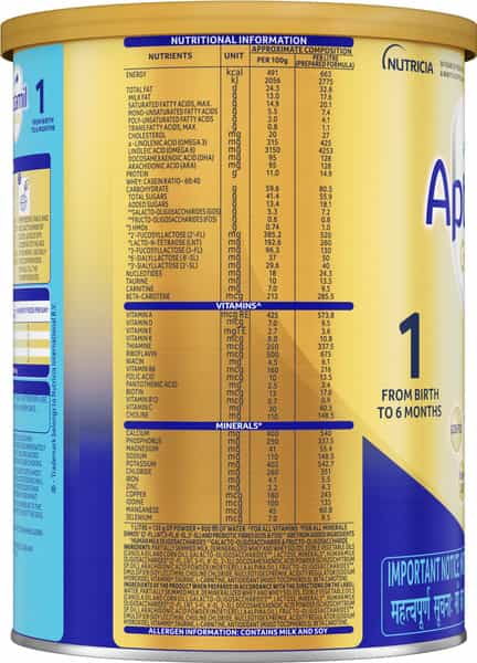 Aptamil Gold 1 Infant Formula Powder With Prebiotics (Upto 6 Months) Stage 1-400G Tin