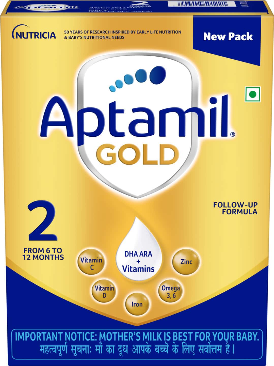 Aptamil Gold Follow Up Infant Formula Powder (After Months) Stage  2-400g Bag-In-Box - Main Image