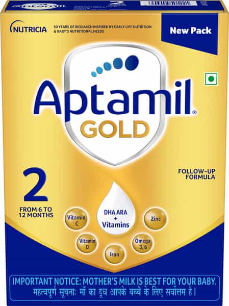 Aptamil Gold | 2 Follow Up Formula With Dha Ara & Vitamins | From 6 To 12 Months | Box 400 Gm