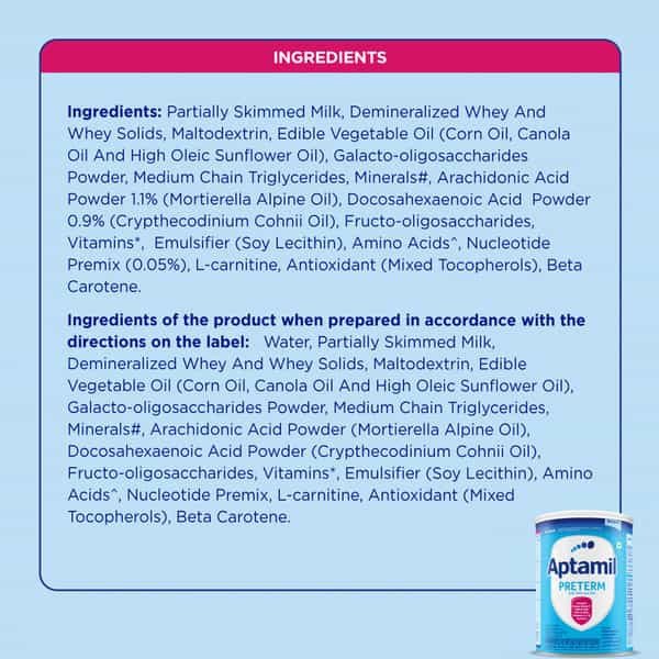 Aptamil Preterm | Premature Baby Born Before 37 Weeks | Tin | Oral Powder | 400 Gm