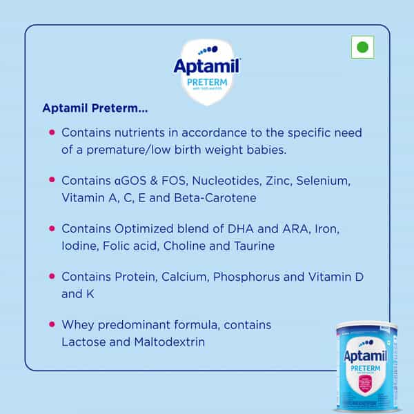 Aptamil Preterm | Premature Baby Born Before 37 Weeks | Tin | Oral Powder | 400 Gm