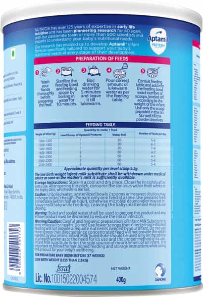 Aptamil Preterm | Premature Baby Born Before 37 Weeks | Tin | Oral Powder | 400 Gm