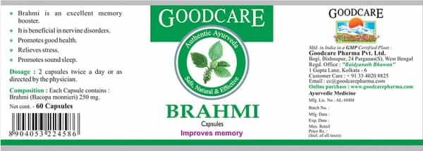 Goodcare Brahmi Capsules - 60No's