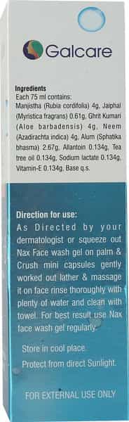 Nax  Face Wash Gel  Bottle Of 75 Ml