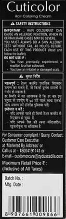 Cuticolor Hair Dye Cream 2.0 Black 60gm