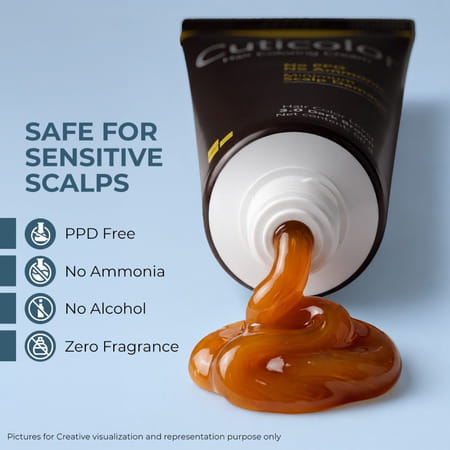 Cuticolor Permanent Hair Color Cream 2.0 Black | Ammonia & Ppd Free | For Sensitive Skin | 60 Gm