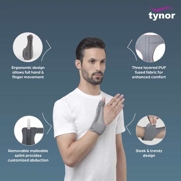 Tynor Thumb Spica Splint Grey Universal Size 1 Unit