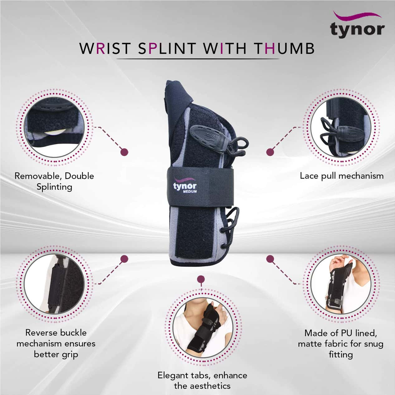 Tynor Wrist Splint With Thumb Large 1'S