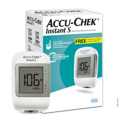 Accu-Chek Instant S Blood Glucose And Lancing Device | Glucometer | Free 10 Test Strips