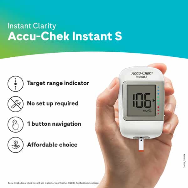 Accu-Chek Instant S Blood Glucose And Lancing Device | Glucometer | Free 10 Test Strips