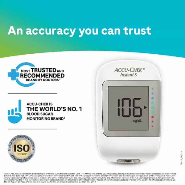 Accu-Chek Instant S Blood Glucose And Lancing Device | Glucometer | Free 10 Test Strips