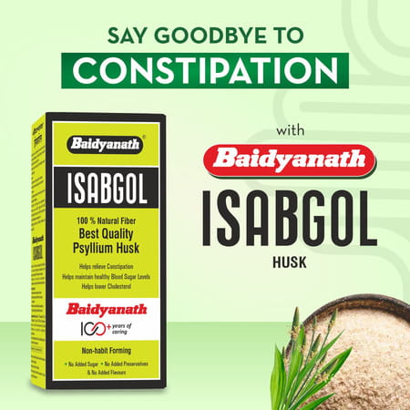 Baidyanath Asli Ayurved Isabgol -Psyllium Husk Powder| Rich Fibre | Constipation Relief - 100g