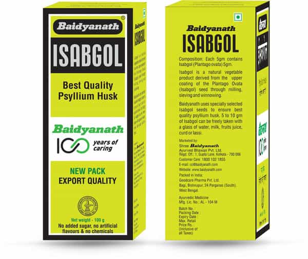 Baidyanath Ayurved Isabgol Psyllium Husk Powder 100G | Fibre & Constipation Relief