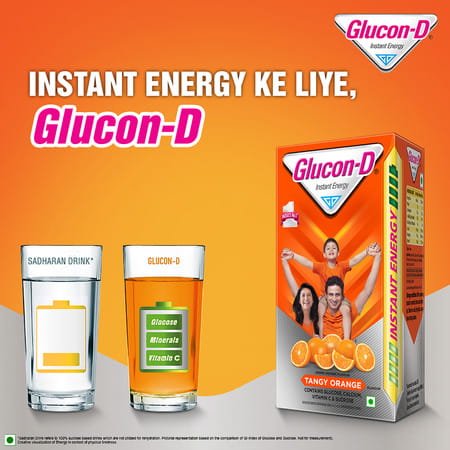 Glucon-D Tangy Orange With 3 Benefits Of Energy | Recovery | And Immunity | 1 Kg | Refill