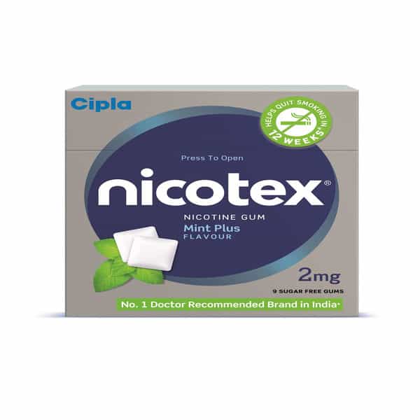 Nicotex 2Mg Mint Plus Gums Sugar Free Strip Of 9|Helps Quit Smoking|