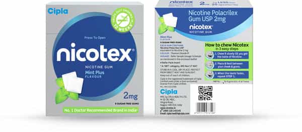 Nicotex 2Mg Mint Plus Gums Sugar Free Strip Of 9|Helps Quit Smoking|