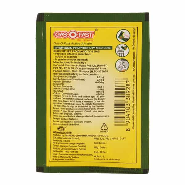 Gas-O-Fast | Active Ajwain | Antacid Sachet 5 Gm