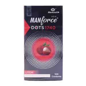 New Manforce Dots 1740 Extra Dotted Litchi Flavour Condoms 10 No's