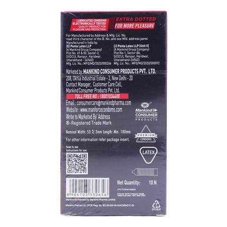 New Manforce Dots 1740 Extra Dotted Litchi Flavour Condoms 10 No'S