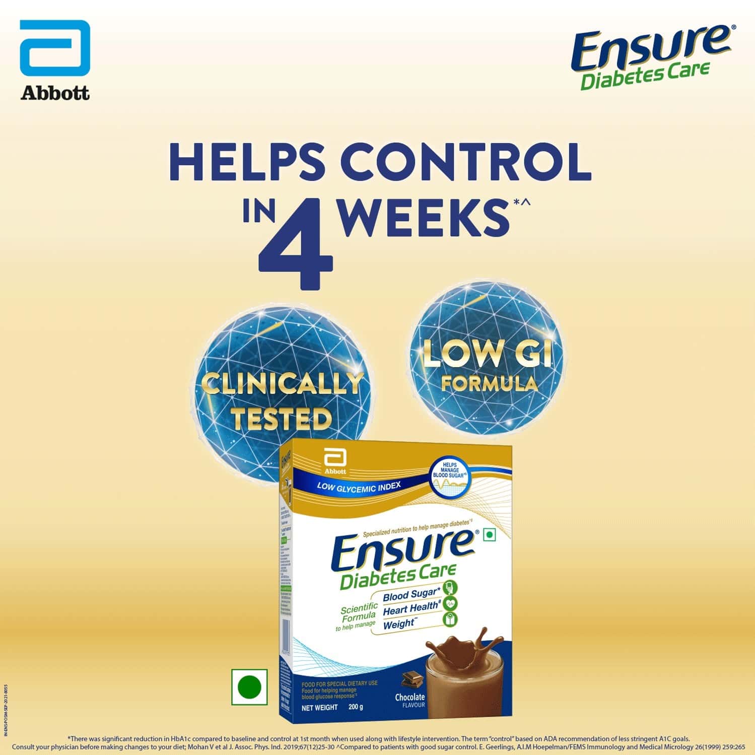 Buy ENSURE CHOCOLATE DIABETES CARE POWDER REFILL OF 200 G Online & Get