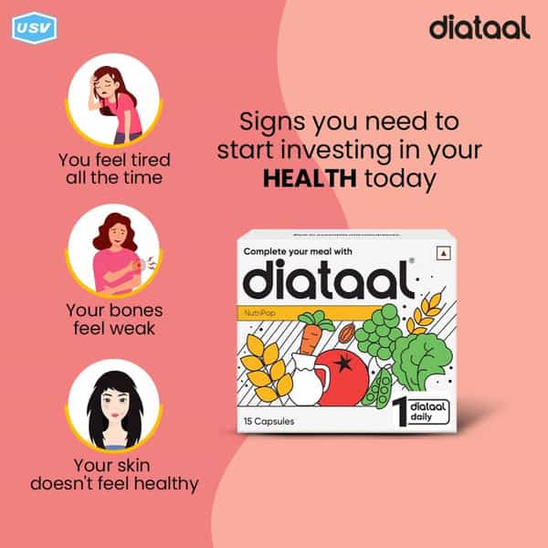 Diataal Multivitamin With Biotin+ B12+ Niacin+Zinc | For Hair+ Skin+ Immunity & Energy |15 Capsules