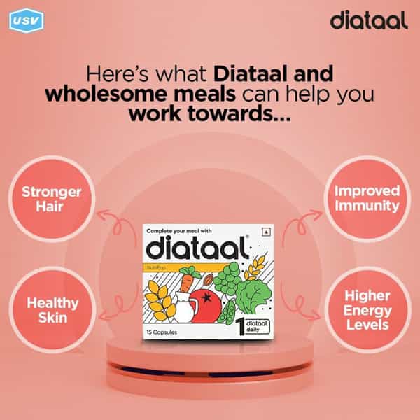 Diataal Multivitamin With Biotin+ B12+ Niacin+Zinc | For Hair+ Skin+ Immunity & Energy |15 Capsules