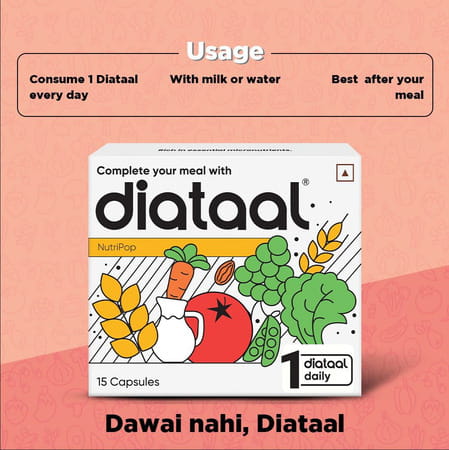 Diataal Nutripop | Multivitamin Hair & Skin Energy & Immunity | For Fitness & Wellness | 15 Capsules
