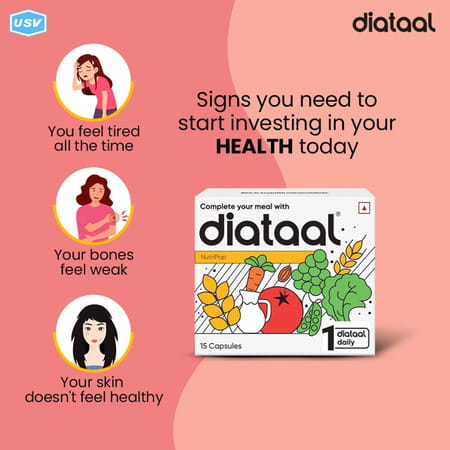 Diataal Nutripop | Multivitamin Hair & Skin Energy & Immunity | For Fitness & Wellness | 15 Capsules