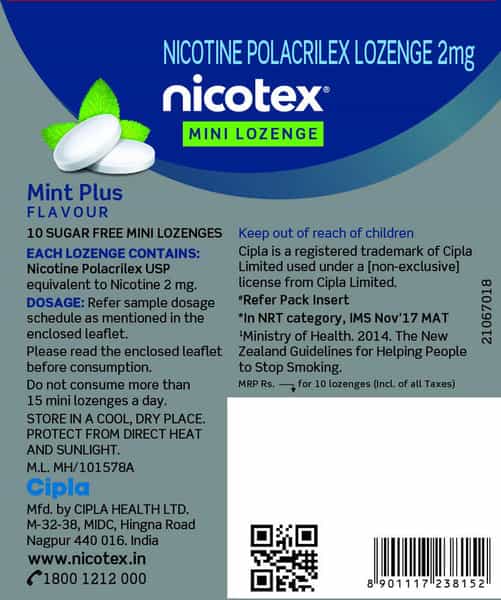 Nicogum 2Mg Mint Plus Flavour Sugar Free Mini Lozenge 10'S