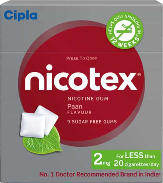 Nicotex 2Mg Paan Gums Sugar Free Strip Of 9 I Helps Quit Smoking