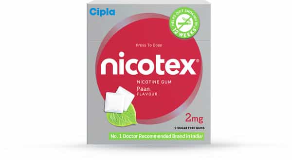 Nicotex 2Mg Paan Gums Sugar Free Strip Of 9 I Helps Quit Smoking