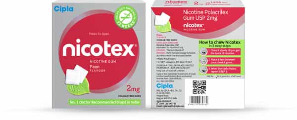 Nicotex 2Mg Paan Gums Sugar Free Strip Of 9 I Helps Quit Smoking