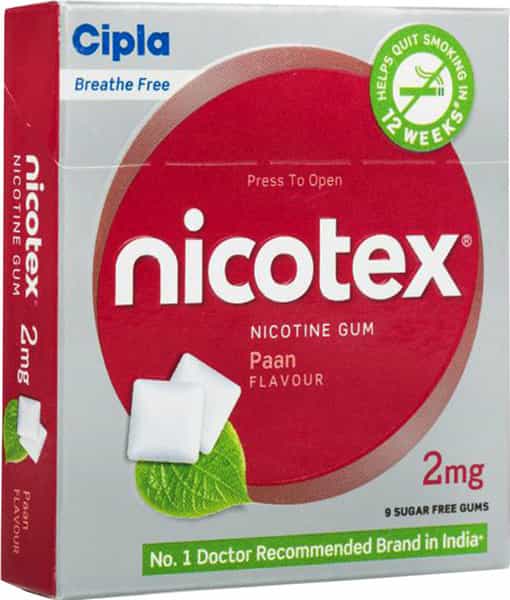 Nicotex 2Mg Paan Gums Sugar Free Strip Of 9 I Helps Quit Smoking